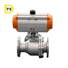 three way 304 316 stainless  steel flange Pneumatic 3 way Ball Valve